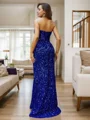 Sheath/Column Velvet Sequins Sweetheart Sleeveless Sweep/Brush Train Corset Dresses