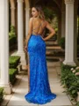 Sheath/Column Sequin V-neck Sleeveless Sweep/Brush Train Dresses