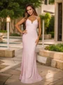Sheath/Column V-neck Sleeveless Floor-Length Dresses