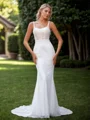Sheath Other Square Sleeveless Chapel Train Wedding Dress