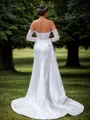 Sheath Appliques Lace Sweetheart Long Sleeves Chapel Train Wedding Dress