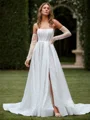 A-line Other Straight Long Sleeves Chapel Train Wedding Dress