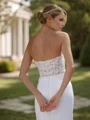 Sheath Satin Appliques Lace Straight Sleeveless Sweep Train Wedding Dress