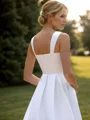 A-line Satin Straps Sleeveless Sweep Train Wedding Dress