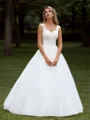 Ball-Gown Tulle Appliques Lace Sweetheart Sleeveless Floor-Length Wedding Dress