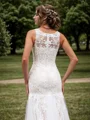 Sheath Tulle Appliques Lace Scoop Sleeveless Court Train Wedding Dress