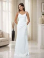 Sheath Spaghetti Straps Pleated Court Train Charmeuse Corset Wedding Dress