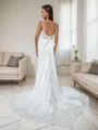 Sheath Spaghetti Straps Pleated Court Train Charmeuse Corset Wedding Dress