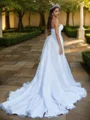 A-line Sweetheart Pleated Cathedral Train Organza Wedding Dress