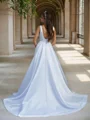 A-line Square Court Train Satin Wedding Dress