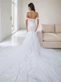 Mermaid Off-the-Shoulder Appliques Lace Cathedral Train Tulle Corset Wedding Dress