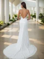 Sheath V-neck Beading Court Train Wedding Dress