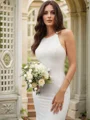 Trumpet/Mermaid Scoop Ruched Satin Sleeveless Sweep Train Wedding Dresses