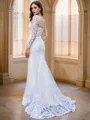 Trumpet/Mermaid Tulle Applique Scoop Long Sleeves Sweep Train Wedding Dresses