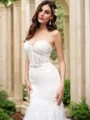 Trumpet/Mermaid Tulle Sweetheart Applique Sleeveless Court Train Wedding Dresses