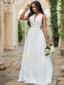A-Line/Princess Chiffon Halter Ruched Sleeveless Floor-Length Wedding Dresses
