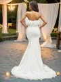 Trumpet/Mermaid Strapless Satin Feathers/Fur Sleeveless Sweep Train Wedding Dresses