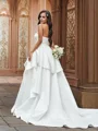 Ball-Gown Satin Ruffles Strapless Sleeveless Court Train Wedding Dresses