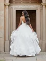 A-Line/Princess Tulle V-neck Ruffles Sleeveless Floor-Length Wedding Dresses