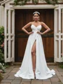 A-Line/Princess Satin Ruffles Sleeveless Sweetheart Court Train Wedding Dresses