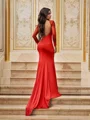 Trumpet/Mermaid Jersey Applique Scoop Long Sleeves Sweep Train Dresses