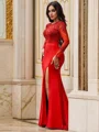Trumpet/Mermaid Jersey Applique Scoop Long Sleeves Sweep Train Dresses