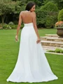 A-Line/Princess Chiffon Ruffles Halter Sleeveless Sweep Train Wedding Dresses