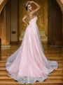 A-Line/Princess Satin Ruffles Sweetheart Sleeveless Sweep Train Wedding Dresses