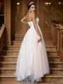 A-Line/Princess Tulle Applique Sweetheart Sleeveless Sweep Train Wedding Dresses