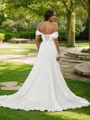 A-Line/Princess Chiffon Ruffles Off-the-Shoulder Sleeveless Sweep Train Wedding Dresses