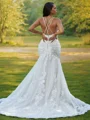 Trumpet/Mermaid Lace Ruffles Spaghetti Straps Sleeveless Sweep Train Wedding Dresses