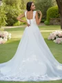 A-Line/Princess Lace Applique Sweetheart Sleeveless Sweep Train Wedding Dresses