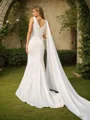 Sheath/Column Satin Ruched Scoop Sleeveless Sweep Train Wedding Dresses