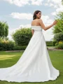 A-Line/Princess Satin Ruched Strapless Sleeveless Sweep Train Wedding Dresses