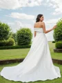 A-Line/Princess Satin Ruched Strapless Sleeveless Sweep Train Wedding Dresses