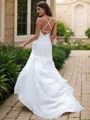 Sheath/Column Chiffon Ruched V-neck Sleeveless Sweep Train Wedding Dresses