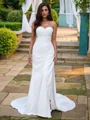 Sheath/Column Stretch Crepe Ruched Sweetheart Sleeveless Sweep Train Wedding Dresses