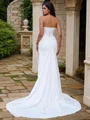 Sheath/Column Stretch Crepe Ruched Sweetheart Sleeveless Sweep Train Wedding Dresses