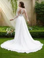 A-Line/Princess Chiffon Applique V-neck Long Sleeves Sweep Train Wedding Dresses