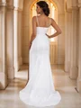 Sheath/Column Stretch Crepe Ruched Spaghetti Straps Sleeveless Sweep Train Wedding Dresses