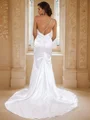Sheath/Column Satin Ruched One-Shoulder Sleeveless Sweep Train Wedding Dresses