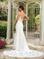 Sheath/Column Lace V-neck Sleeveless Sweep Train Wedding Dresses