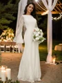 Sheath/Column Lace Scoop Long Sleeves Floor-Length Wedding Dresses