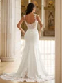 Sheath/Column Stretch Crepe Lace Straps Sleeveless Court Train Wedding Dresses
