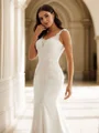 Sheath/Column Stretch Crepe Lace Straps Sleeveless Court Train Wedding Dresses