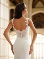 Sheath/Column Stretch Crepe Lace Straps Sleeveless Court Train Wedding Dresses