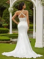 Sheath/Column Ruched Spaghetti Straps Sleeveless Court Train Wedding Dresses