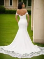 Sheath/Column Stretch Crepe Lace Off-the-Shoulder Sleeveless Court Train Wedding Dresses