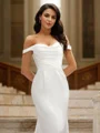 Sheath/Column Ruched Off-the-Shoulder Sleeveless Sweep Train Wedding Dresses