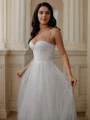 A-Line/Princess Ruffles Spaghetti Straps Sleeveless Court Train Wedding Dresses